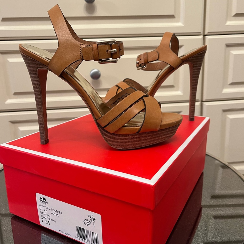 Brown Leather High Heel Sandals